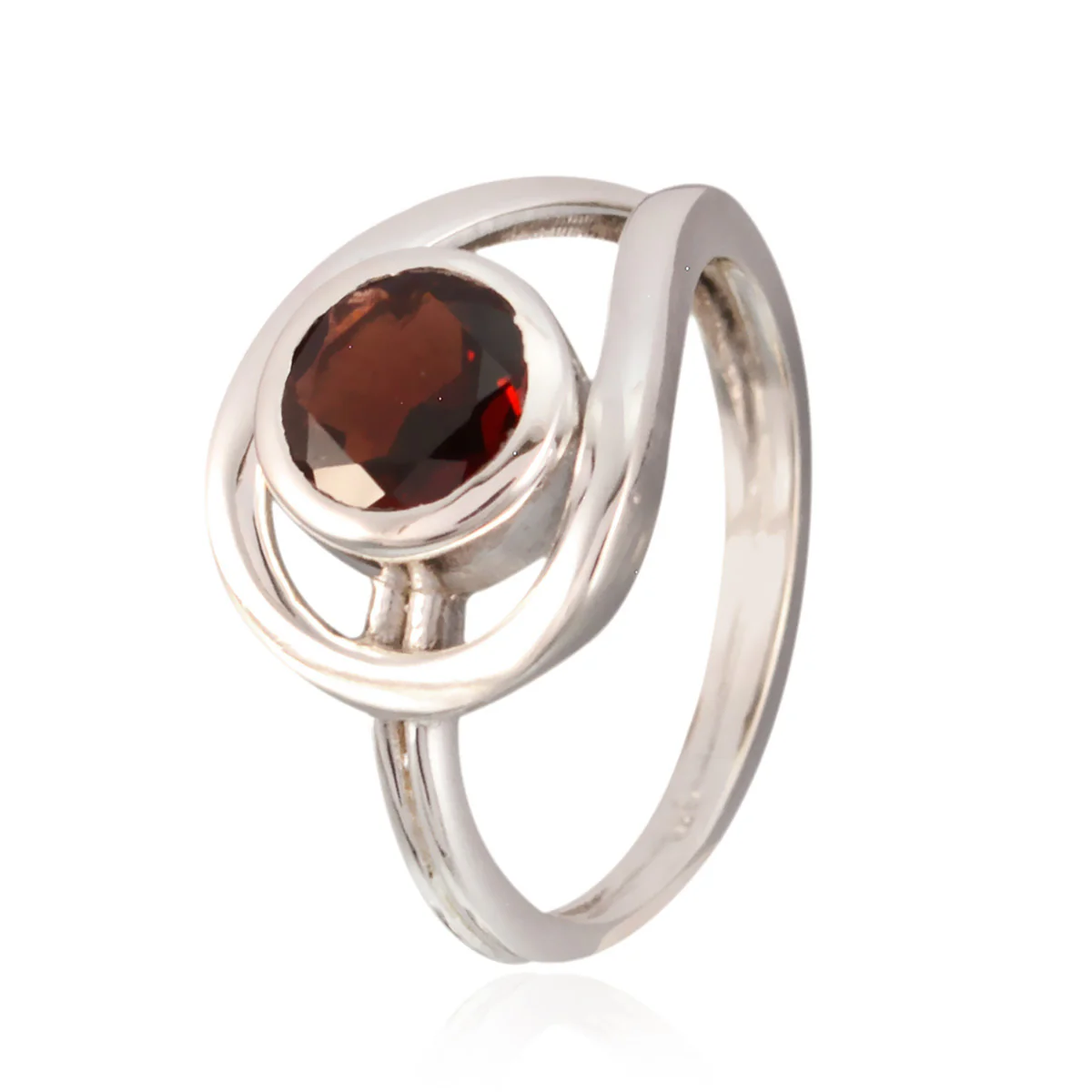 Garnet Solitaire German Sterling Silver Red Gems Slim Luxurious Ring Jewelry - Image 2
