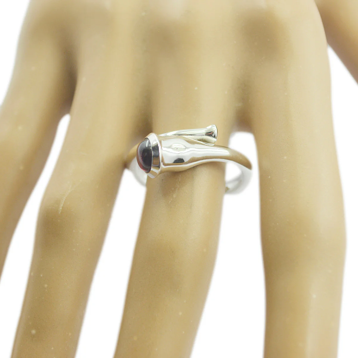 Garnet Solitaire German Sterling Silver Red Gemstones Mid-weight Glamorous Ring Jewelry - Image 2