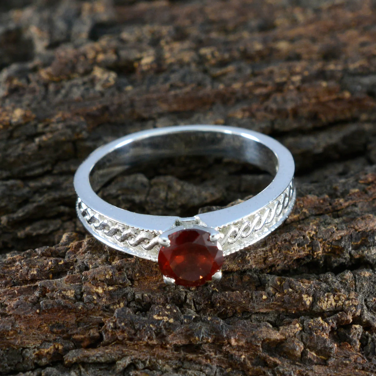 Garnet Solitaire Indian 925 Silver Red Gemstones Slim Sophisticated Ring Jewellery - Image 3