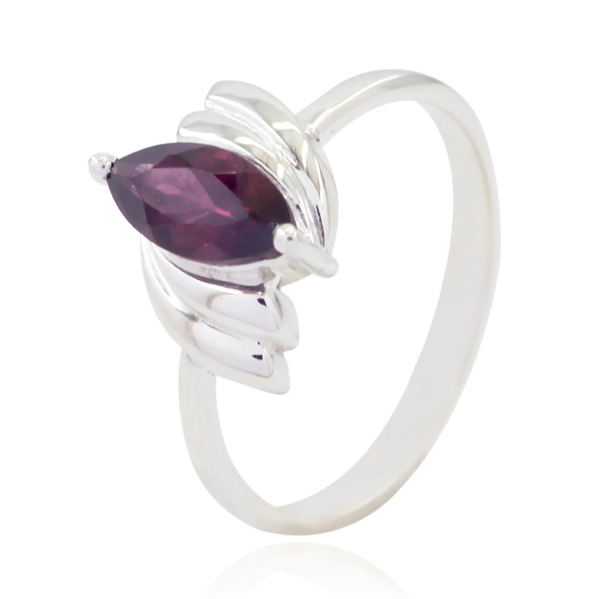 Garnet Solitaire Indian 925 Silver Red Gemstones Tiny Modern Ring Jewelry - Image 3