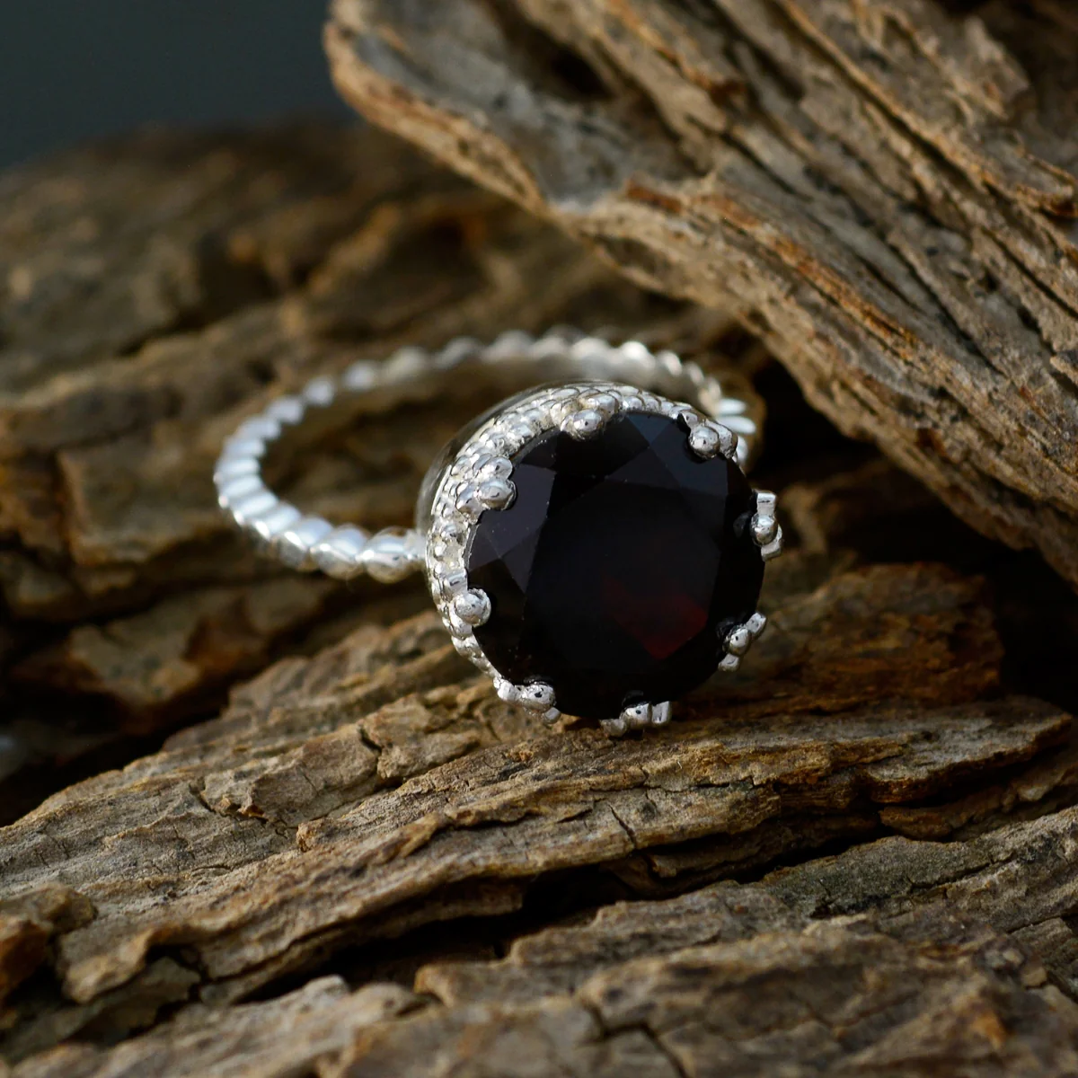 Garnet Solitaire Indian 925 Sterling Silver Red Gemstones Slim Luxurious Ring Jewellery - Image 4