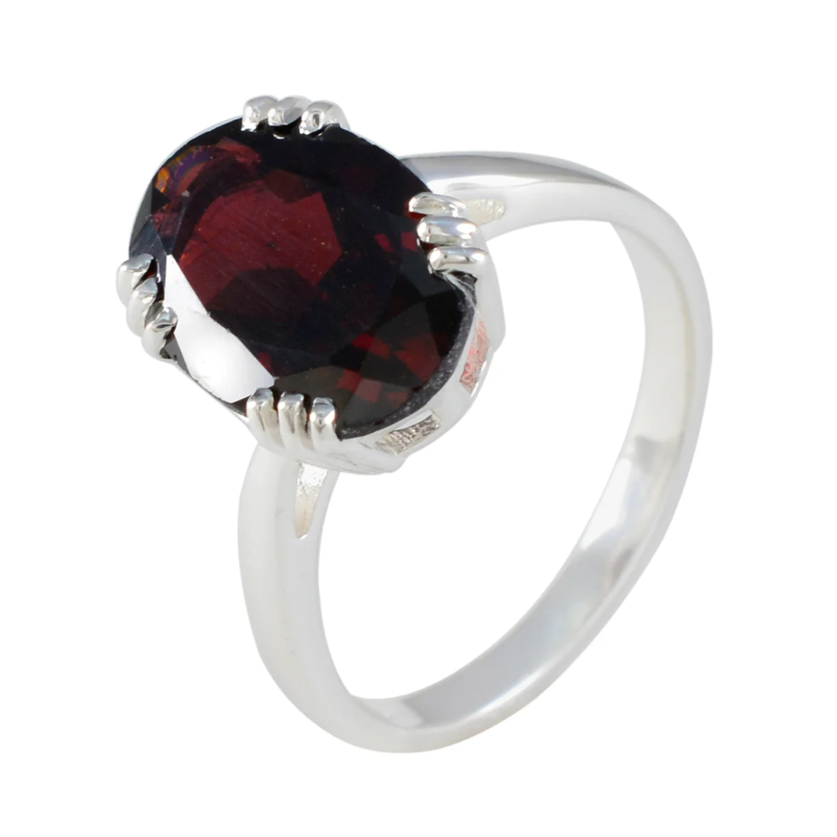 Garnet Solitaire Indian Silver Red Gemstones Tiny Contemporary Ring Jewellery - Image 2