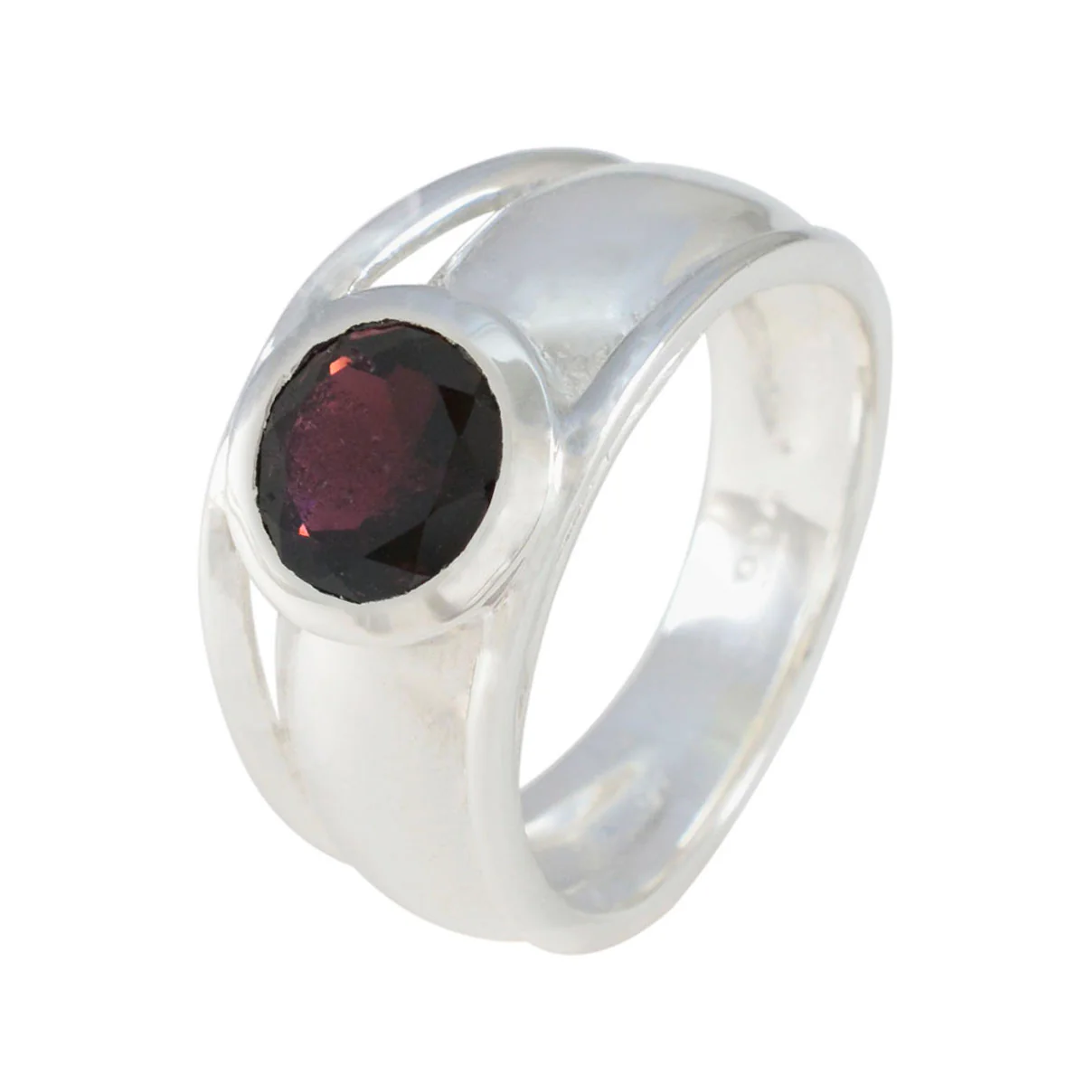 Garnet Solitaire Indian Sterling Silver Red Gems Classic Feminine Ring Jewelry - Image 2