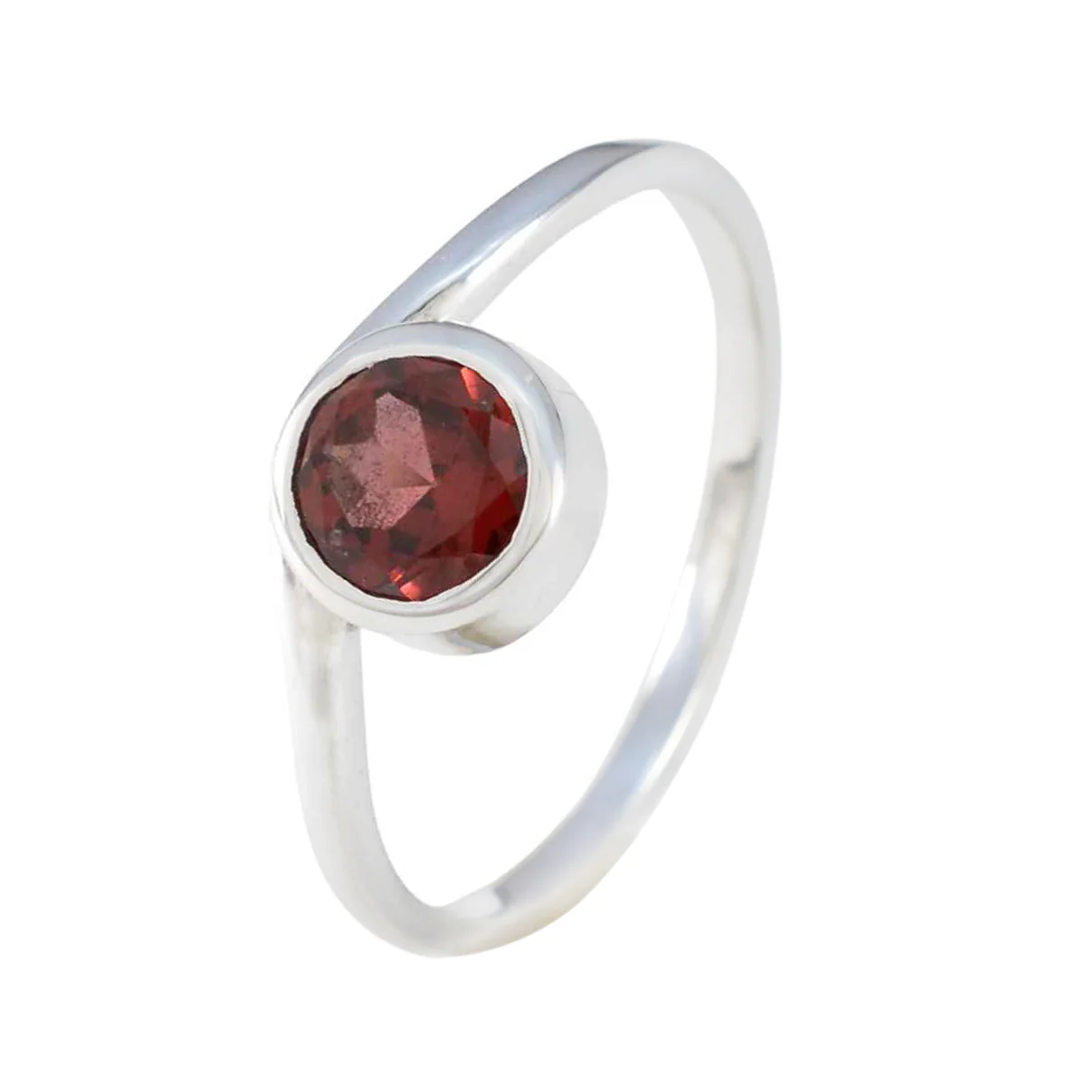 Garnet Solitaire Japanese Silver Red Gems Delicate Luxurious Ring Jewelry - Image 2