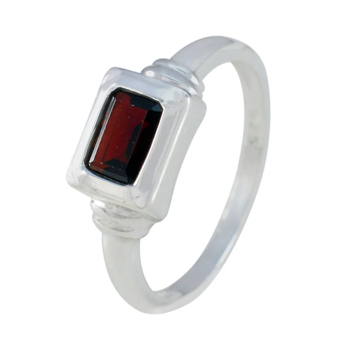 Garnet Solitaire Japanese Silver Red Gems Whisper-thin Abstract Ring Jewelry - Image 2