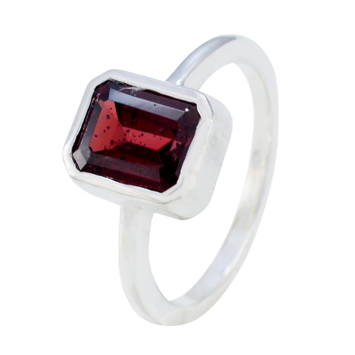 Garnet Solitaire Japanese Sterling Silver Red Gems Dainty Abstract Ring Jewelry - Image 2
