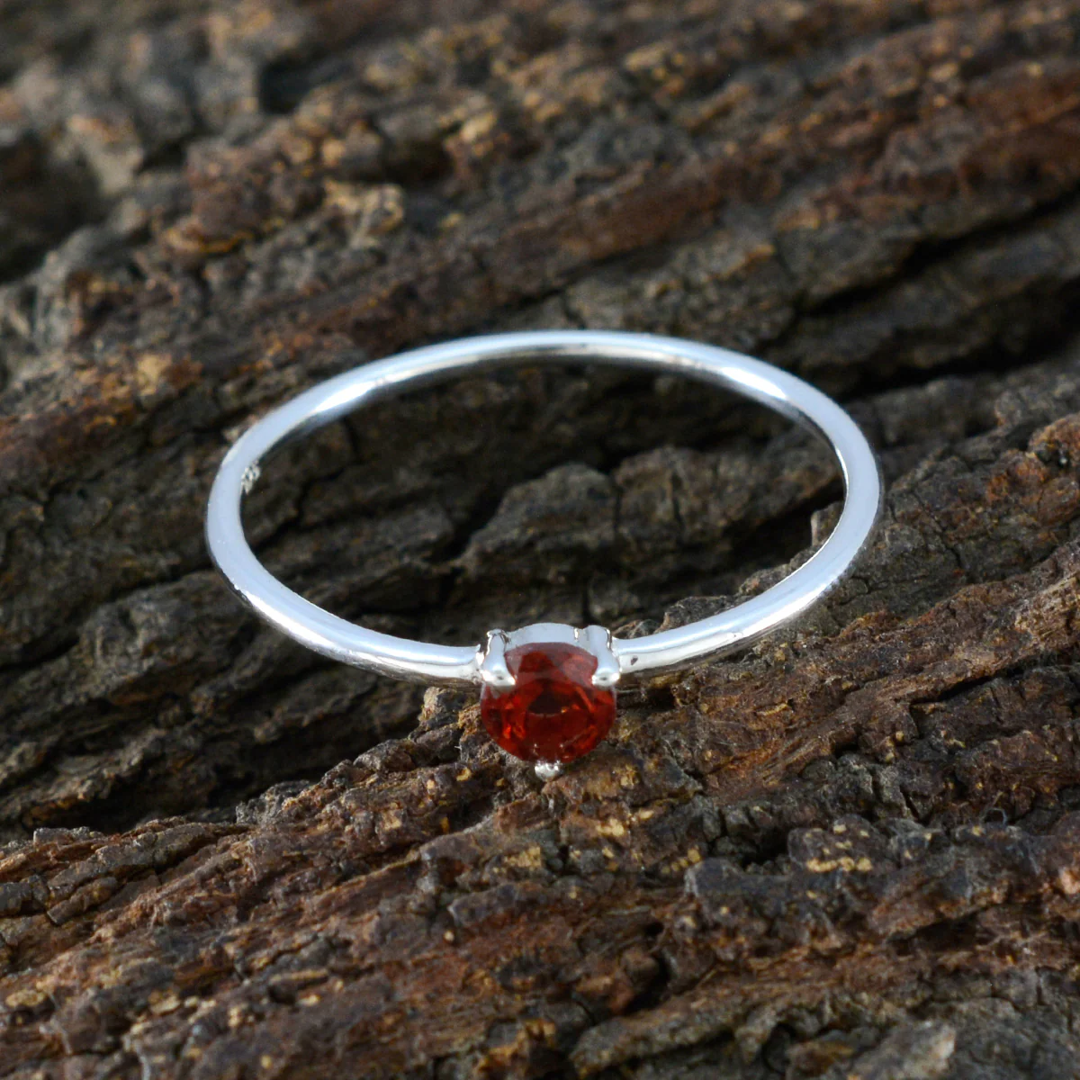 Garnet Solitaire Japanese Sterling Silver Red Gems Minimalist Fairytale Ring Jewellery - Image 3