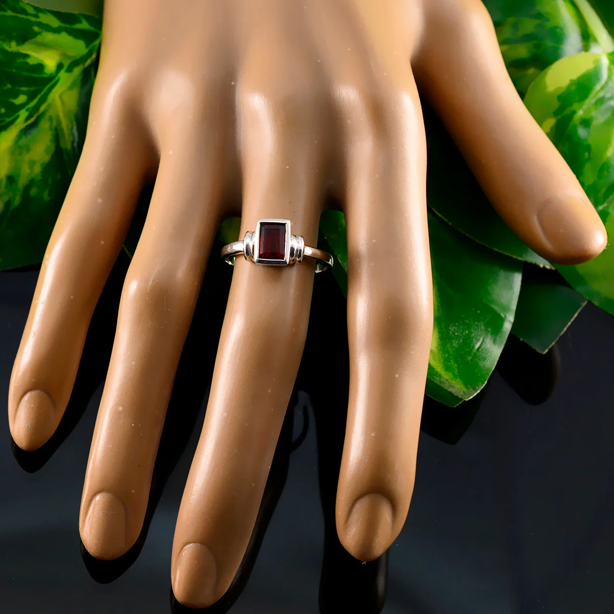 Garnet Solitaire Korean 925 Silver Red Gems Dainty Trendy Ring Jewelry - Image 6