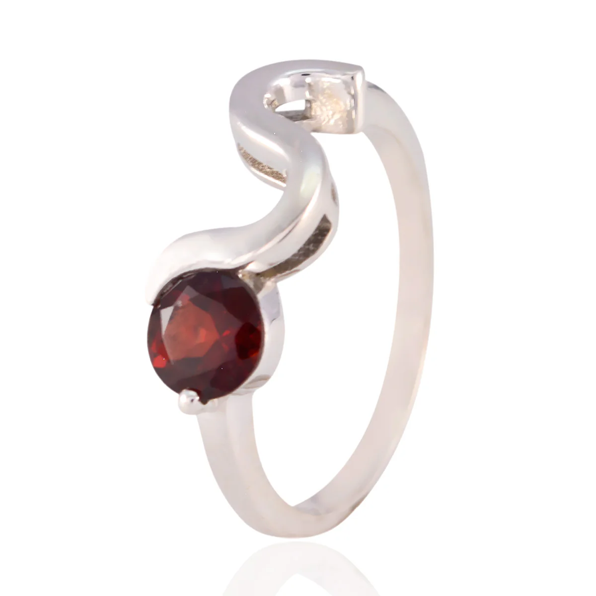 Garnet Solitaire Korean 925 Silver Red Gemstone Whisper-thin Trendy Ring Jewellery - Image 2