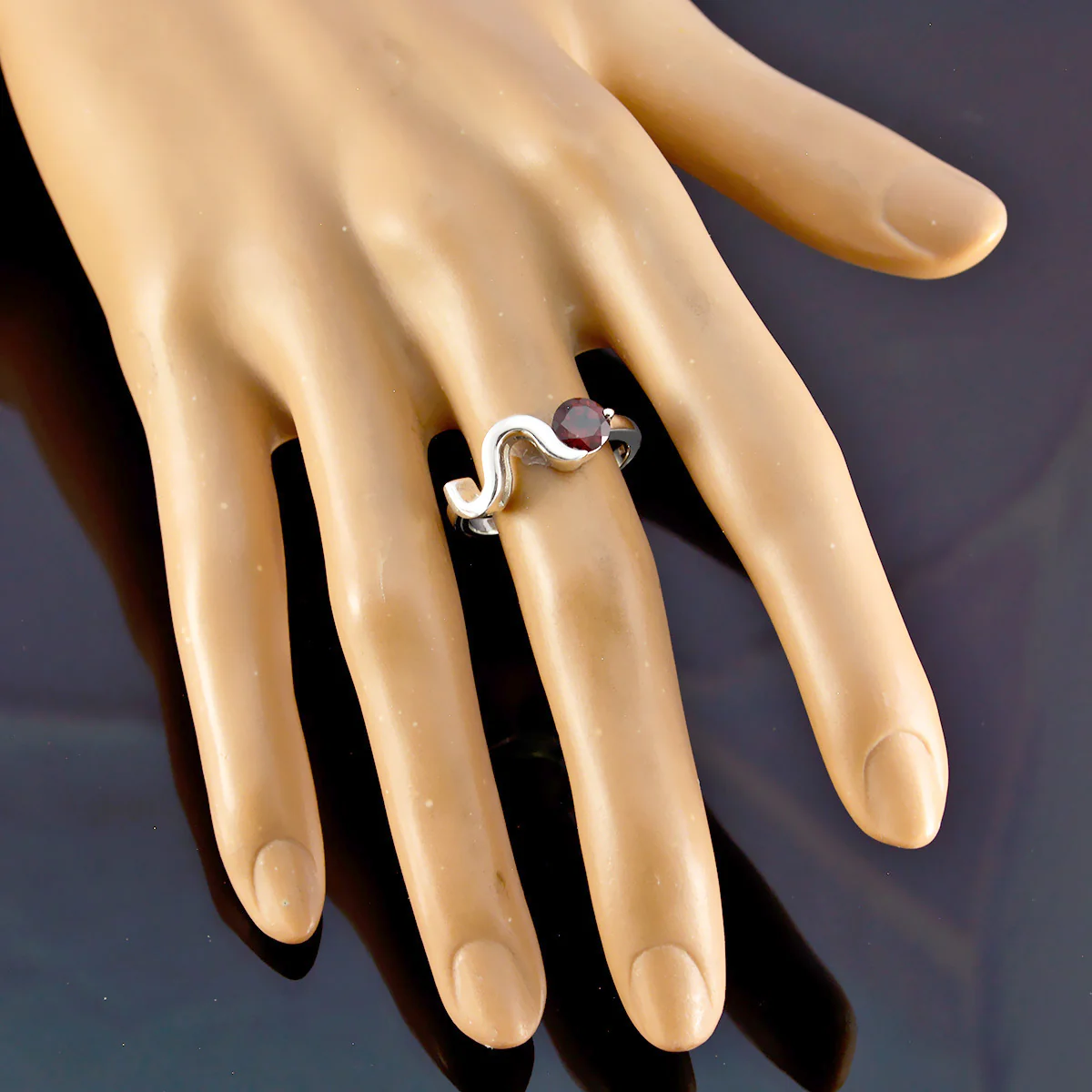 Garnet Solitaire Korean 925 Silver Red Gemstone Whisper-thin Trendy Ring Jewellery - Image 3