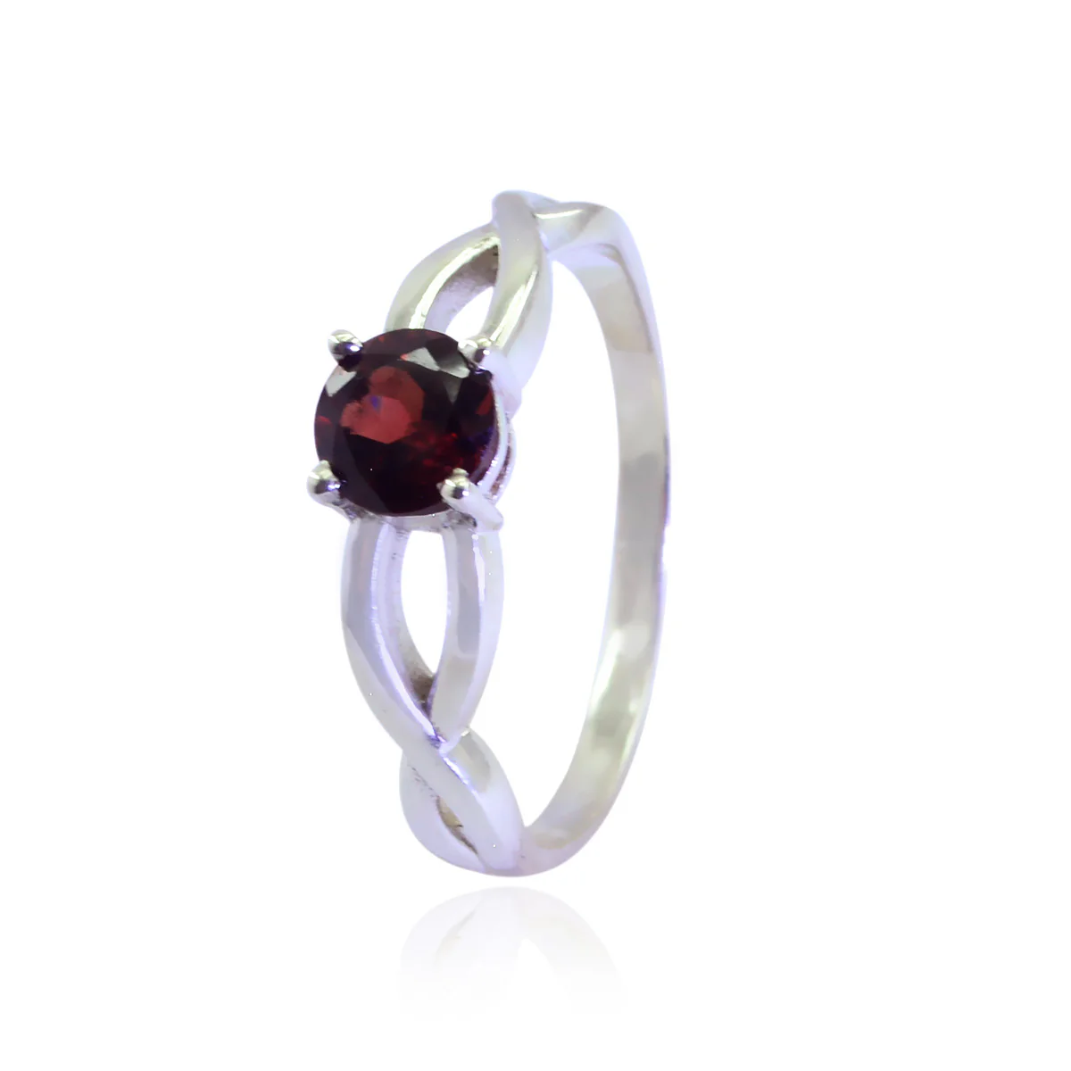 Garnet Solitaire Korean Silver Red Gems Whisper-thin Abstract Ring Jewelry - Image 3