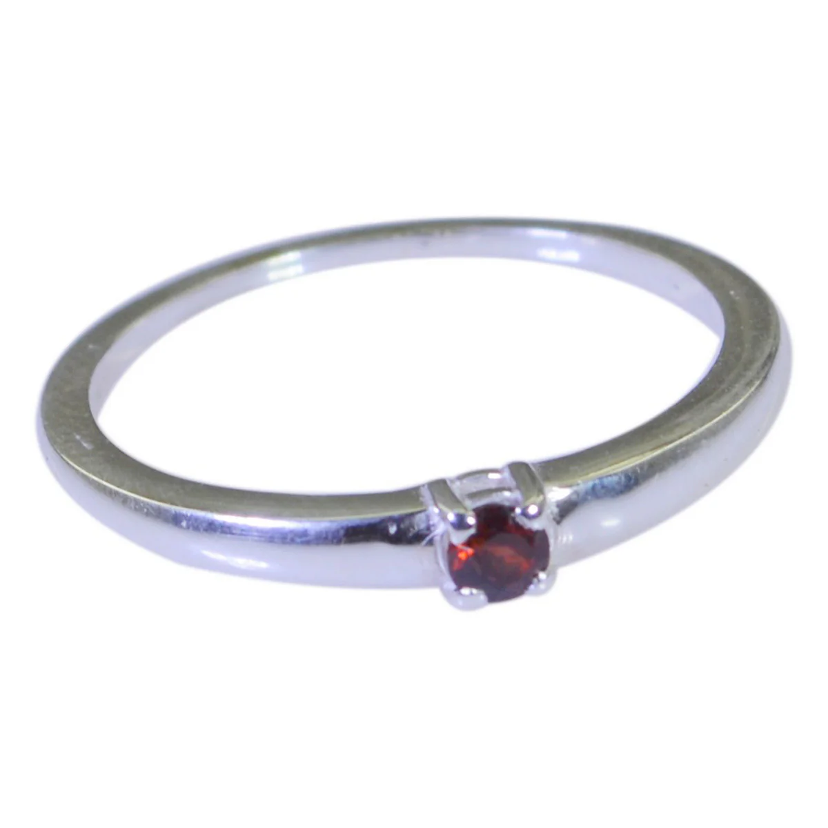 Garnet Solitaire Korean Silver Red Gemstone Elegant  Graceful Ring Jewelry - Image 2