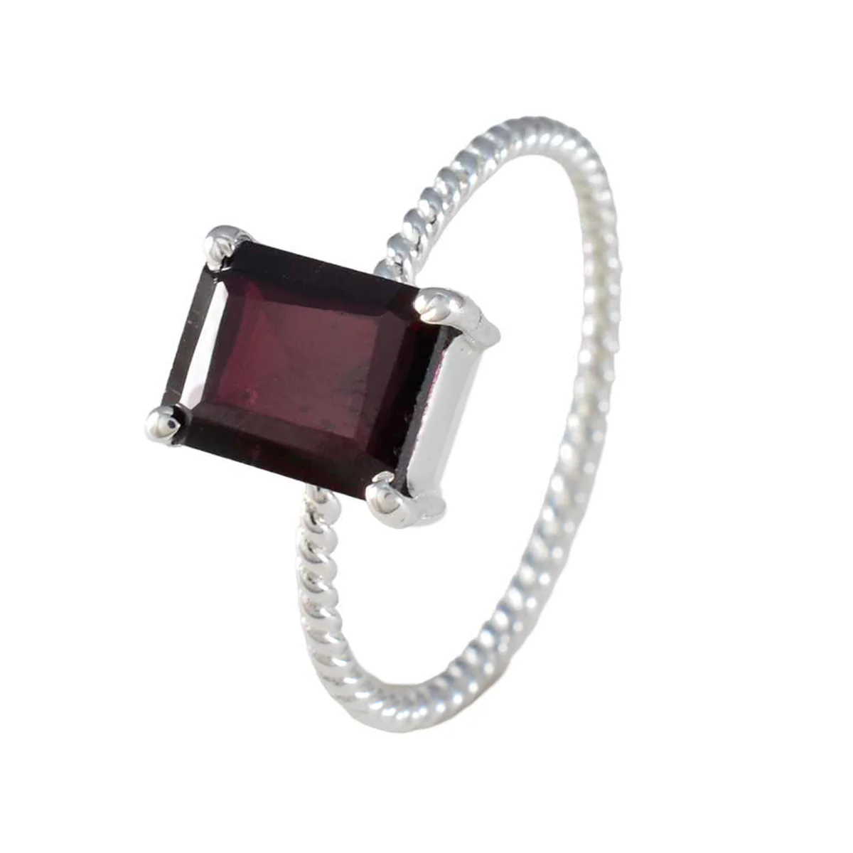 Garnet Solitaire Korean Sterling Silver Red Gemstones Delicate Twist Ring Jewellery - Image 2