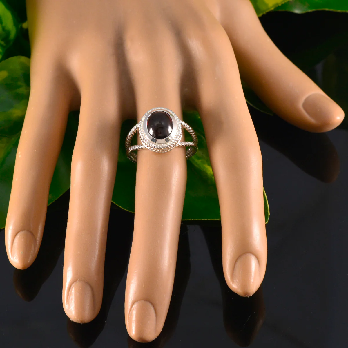 Garnet Solitaire Mexican Sterling Silver Red Gemstone Classic Rope-Wire Ring Jewellery - Image 5