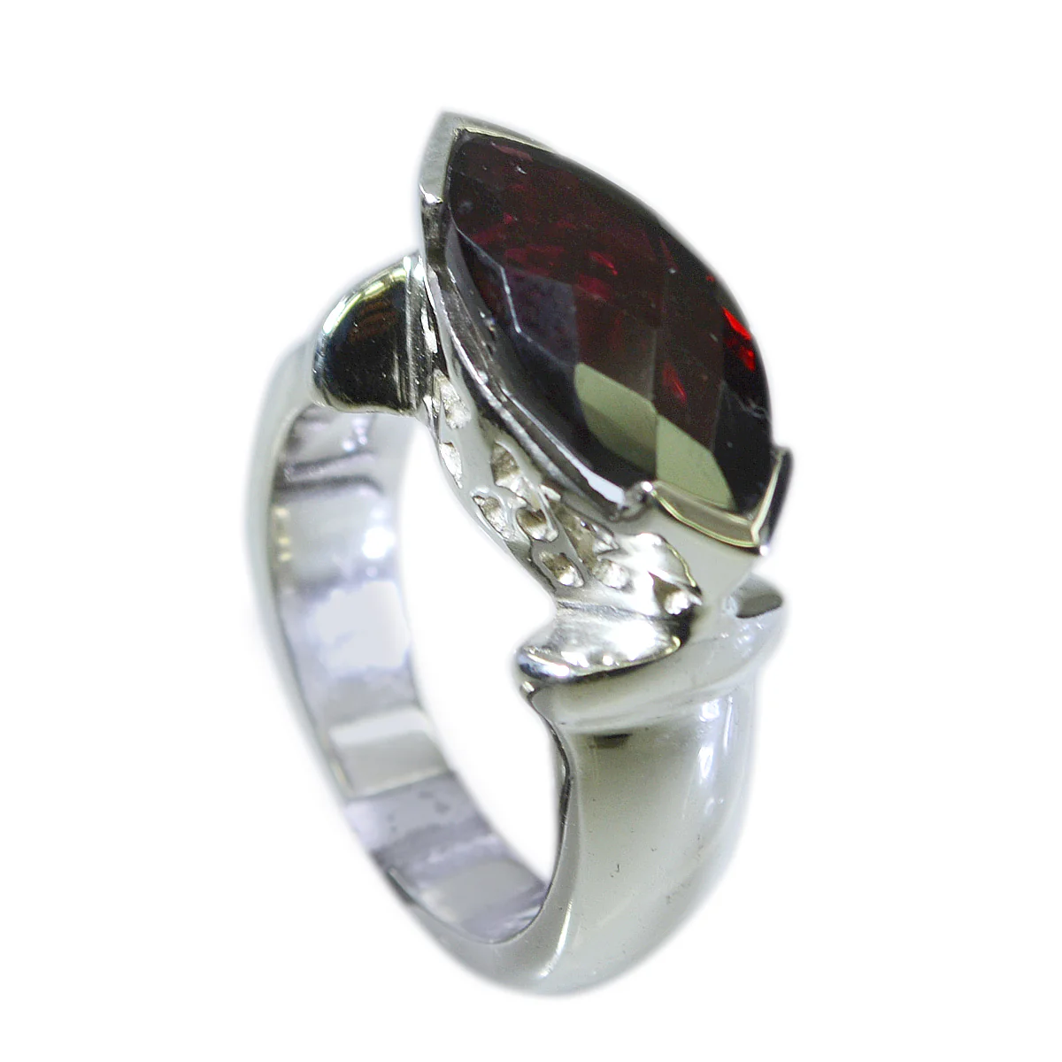 Garnet Solitaire Middle Eastern 925 Silver Red Gems Essential Filigree Ring Jewelry