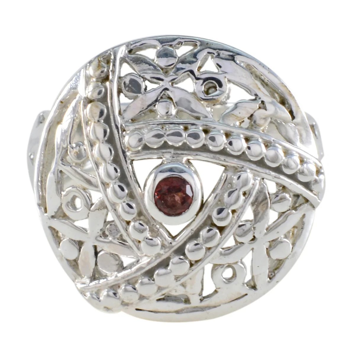 Garnet Solitaire Middle Eastern Silver Red Gems Essential Filigree Ring Jewellery