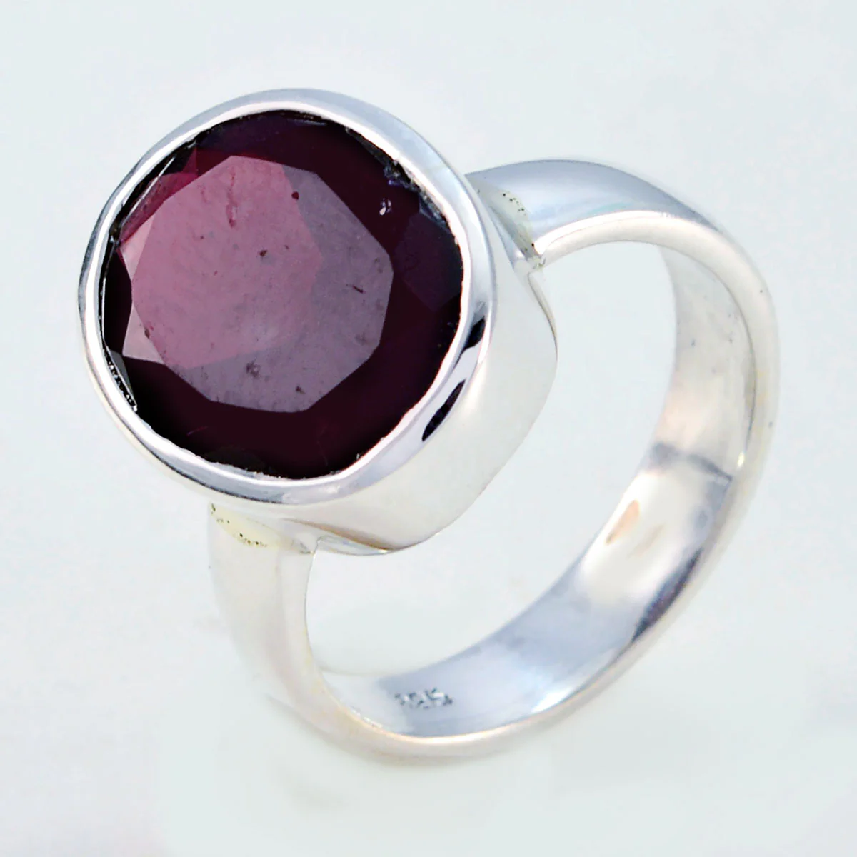 Garnet Solitaire Moroccan 92.5 Silver Red Gemstone Slim Boho Ring Jewellery - Image 2