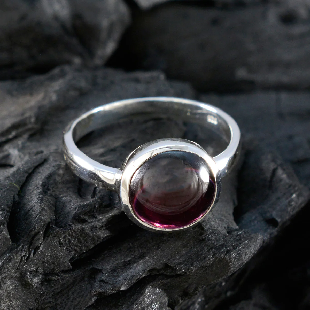 Garnet Solitaire Moroccan 92.5 Silver Red Gemstone Slim Contemporary Ring Jewellery - Image 4