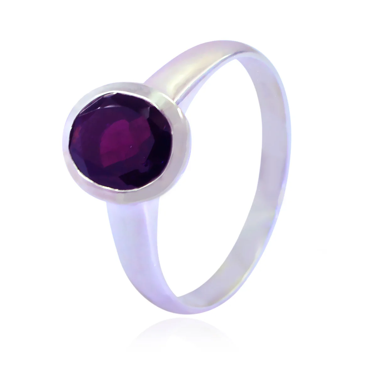 Garnet Solitaire Moroccan 92.5 Silver Red Gemstone Tiny Abstract Ring Jewelry
