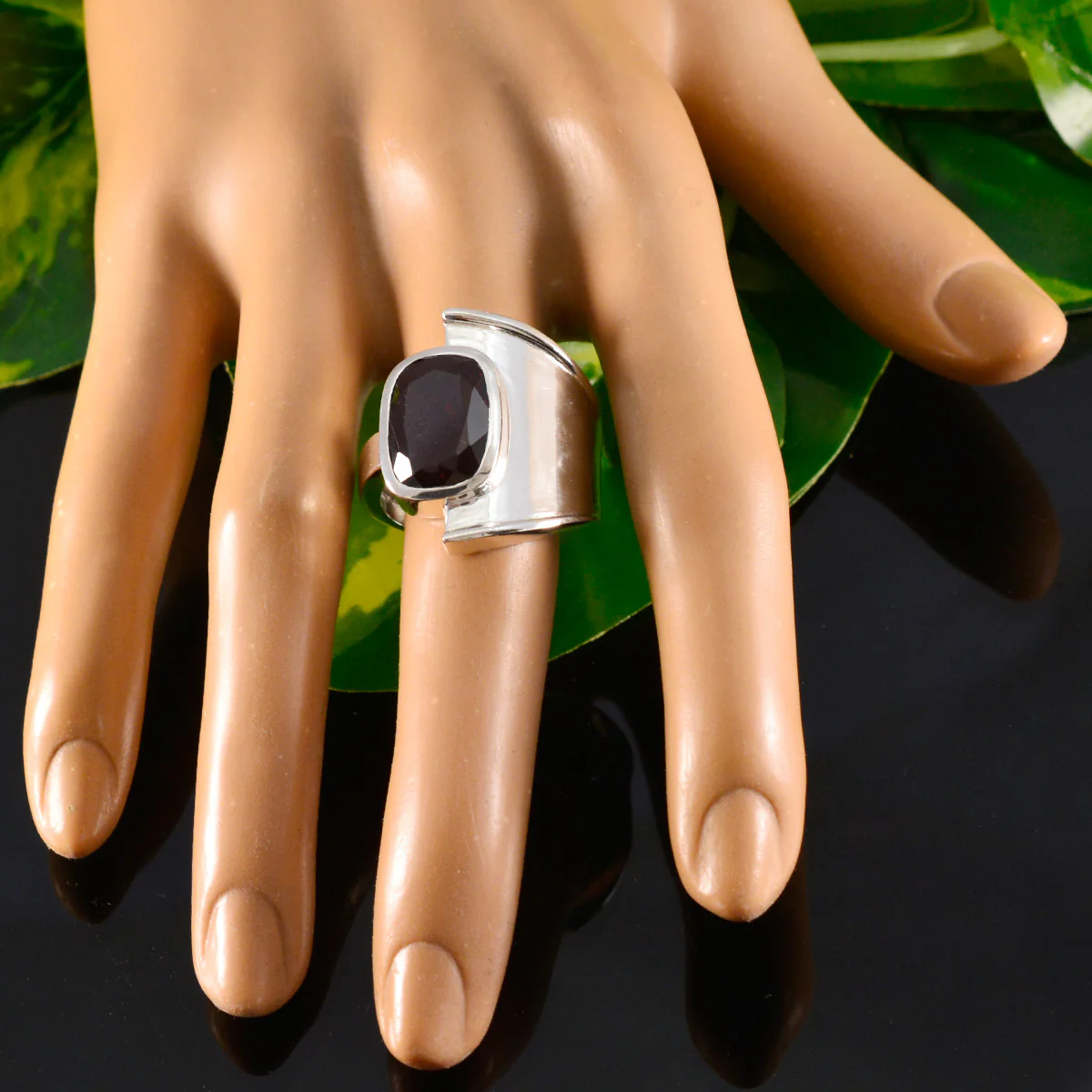 Garnet Solitaire Moroccan 925 Silver Red Gemstone Essential Trendy Ring Jewelry - Image 5
