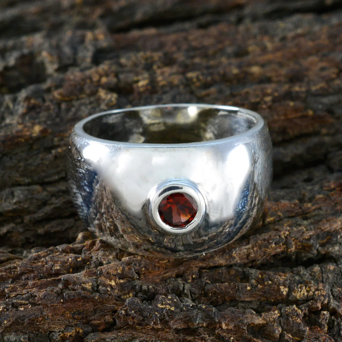 Garnet Solitaire Moroccan 925 Sterling Silver Red Gemstone Eye-catching Contemporary Ring Jewellery - Image 3