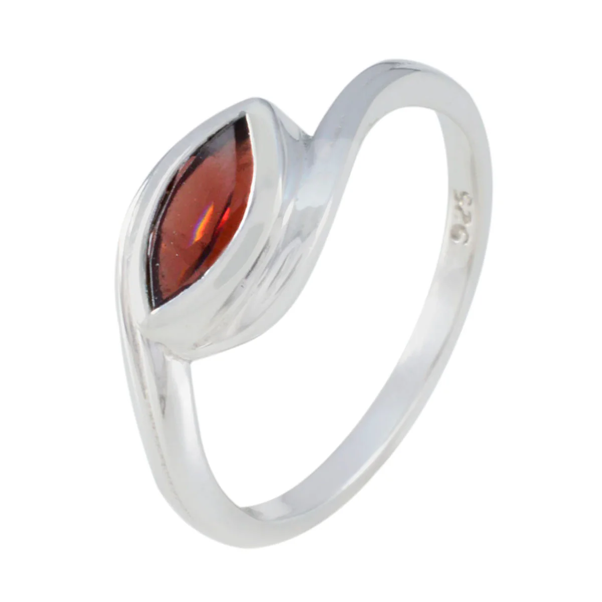 Garnet Solitaire Moroccan Silver Red Gemstone Featherlight Contemporary Ring Jewelry - Image 2