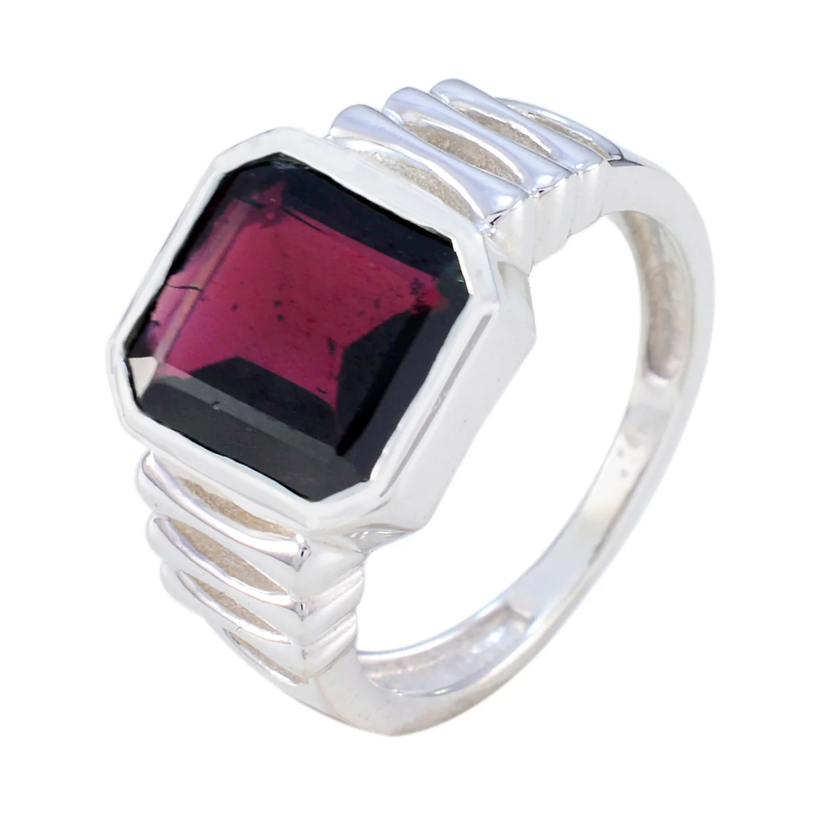 Garnet Solitaire Russian 92.5 Silver Red Gemstones Mid-weight Signet Ring Jewelry - Image 2