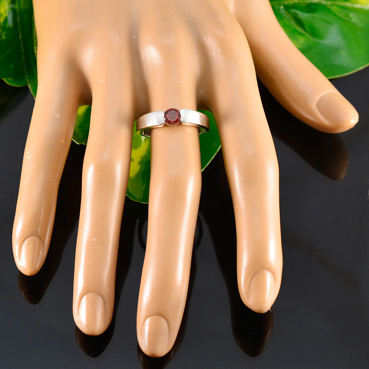 Garnet Solitaire Russian 925 Silver Red Gemstones Slim Luxurious Ring Jewelry - Image 5