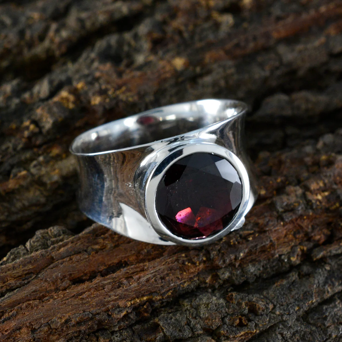 Garnet Solitaire Spanish 92.5 Silver Red Gemstone Edgy Armor Band Jewelry - Image 3