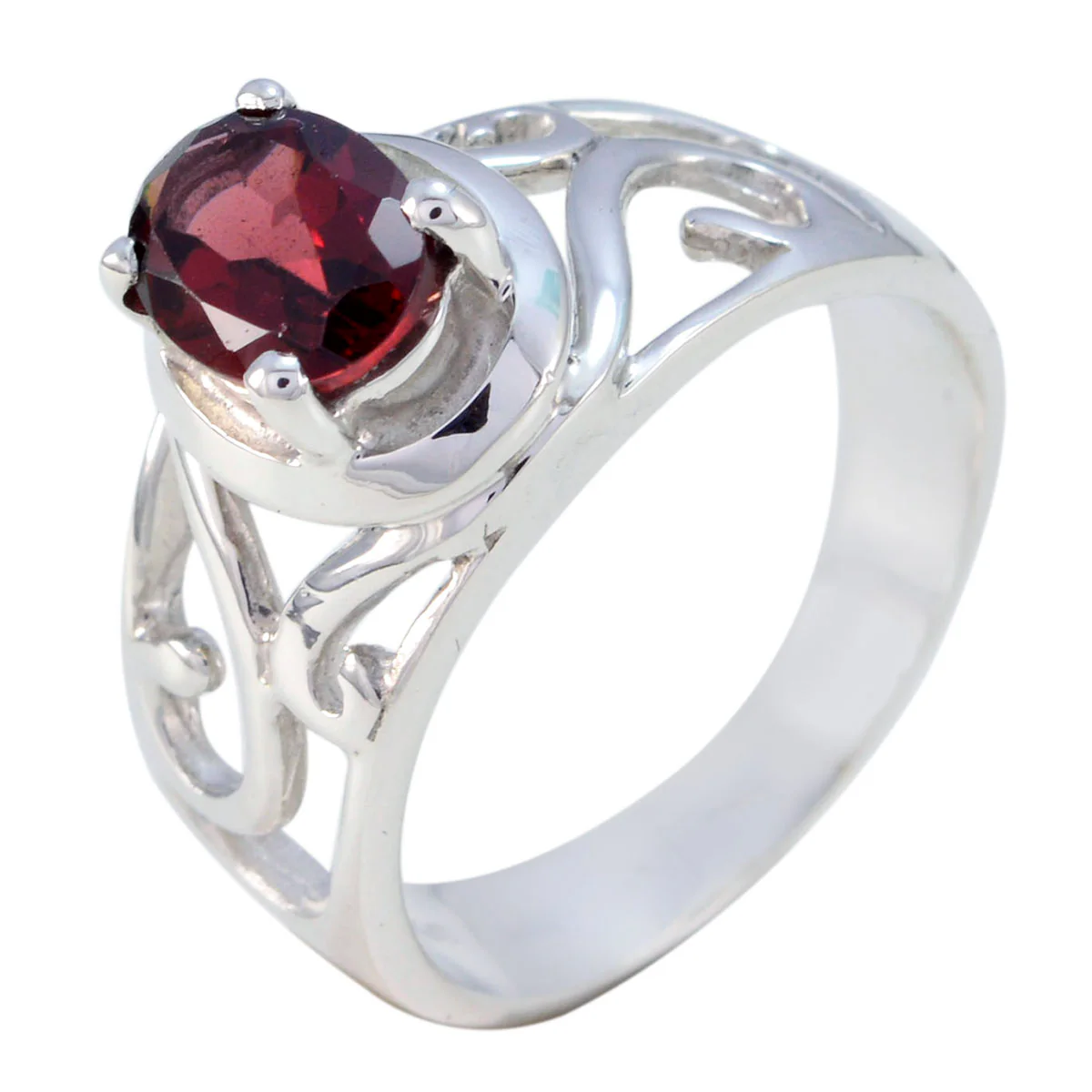 Garnet Solitaire Spanish Silver Red Gems Minimal Filigree Ring Jewelry - Image 3