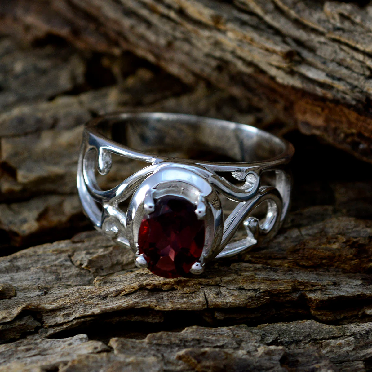Garnet Solitaire Spanish Silver Red Gems Minimal Filigree Ring Jewelry - Image 4
