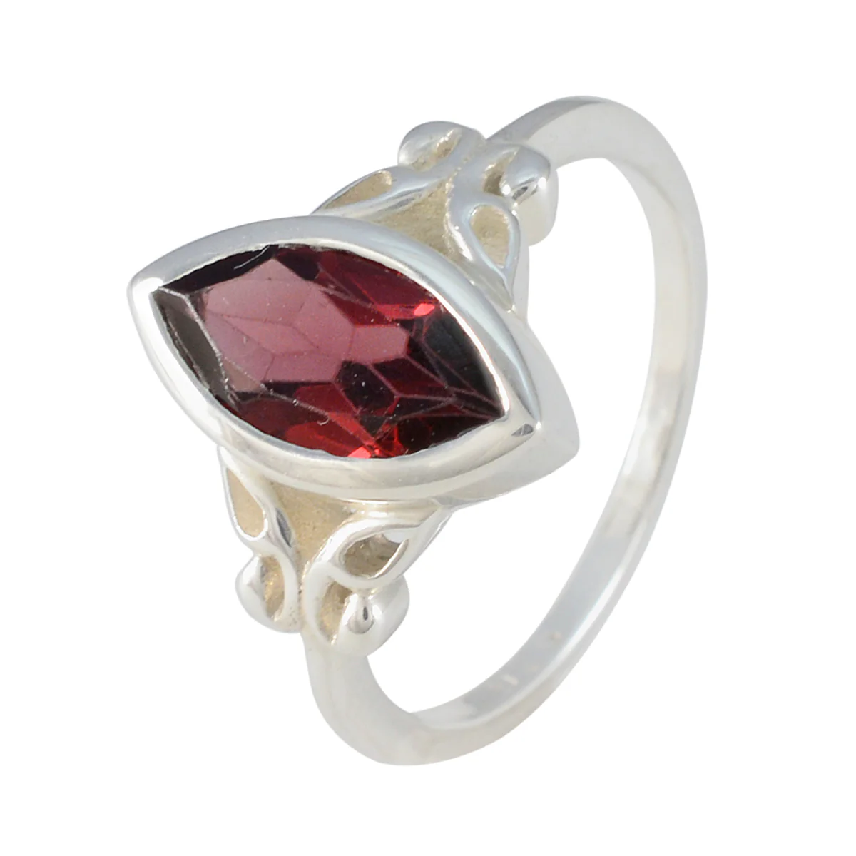 Garnet Solitaire Turkish 925 Silver Red Gems Whisper-thin Claddagh Ring Jewelry - Image 2