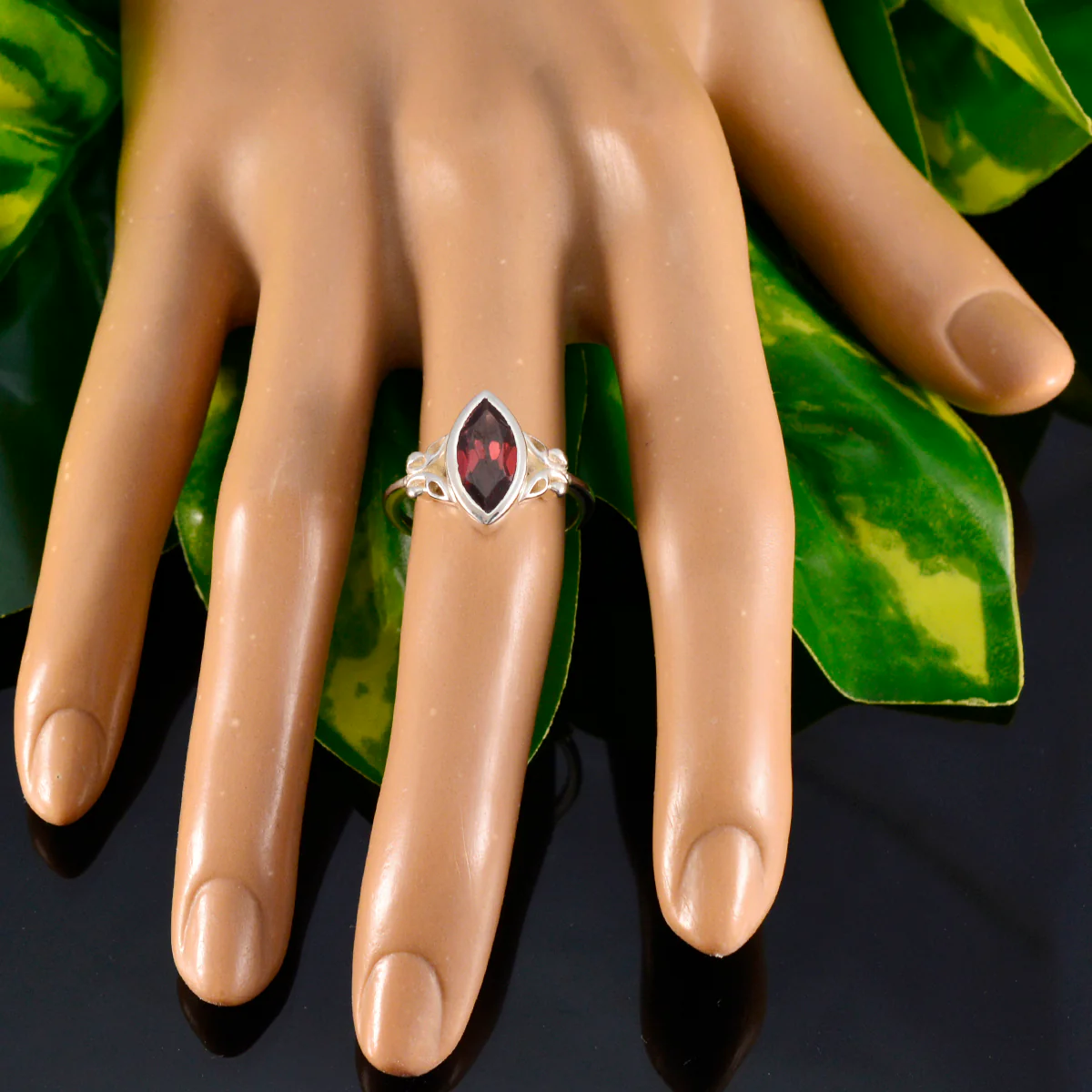 Garnet Solitaire Turkish 925 Silver Red Gems Whisper-thin Claddagh Ring Jewelry - Image 5