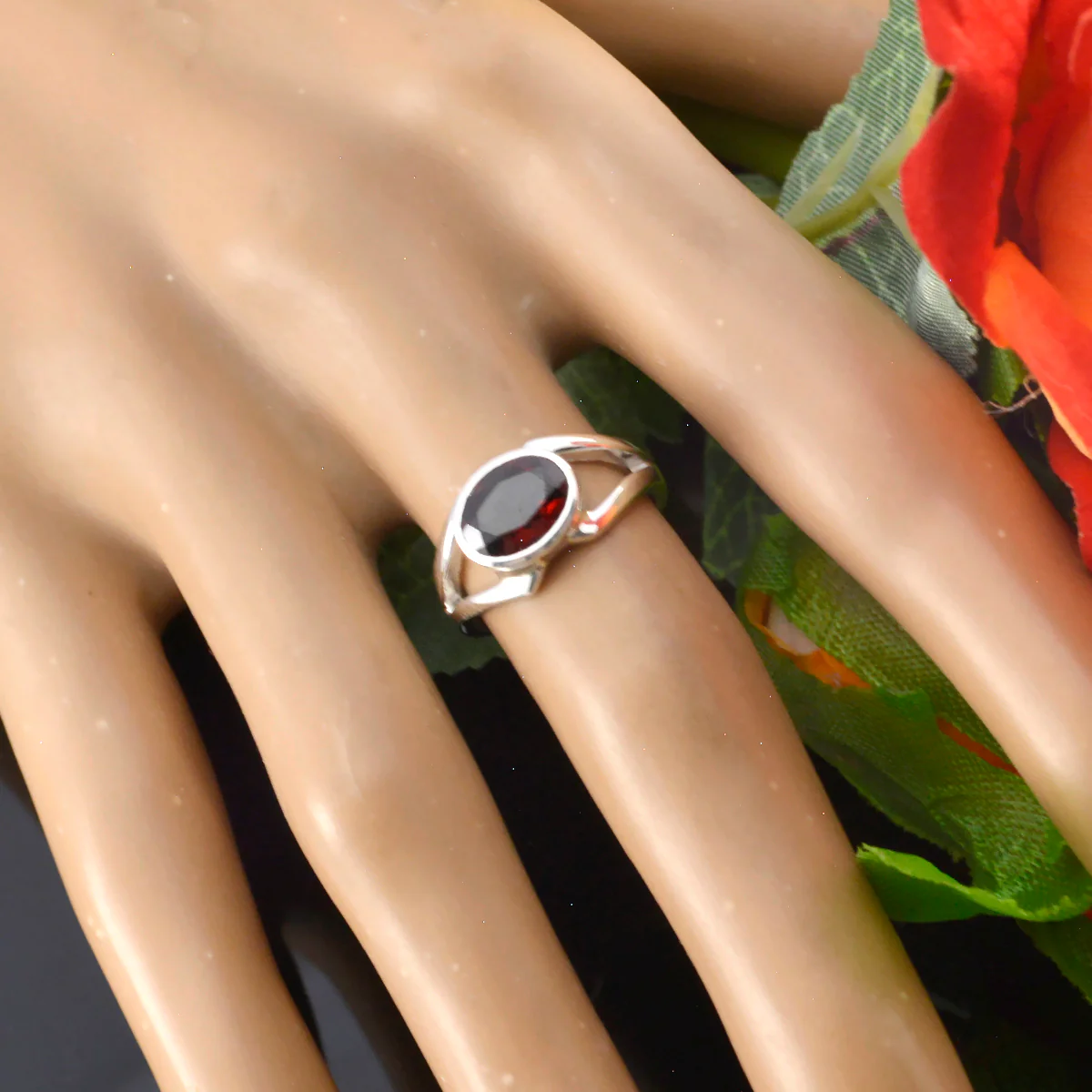 Garnet Solitaire Turkish 925 Sterling Silver Red Gemstone Whisper-thin Contemporary Ring Jewellery - Image 4
