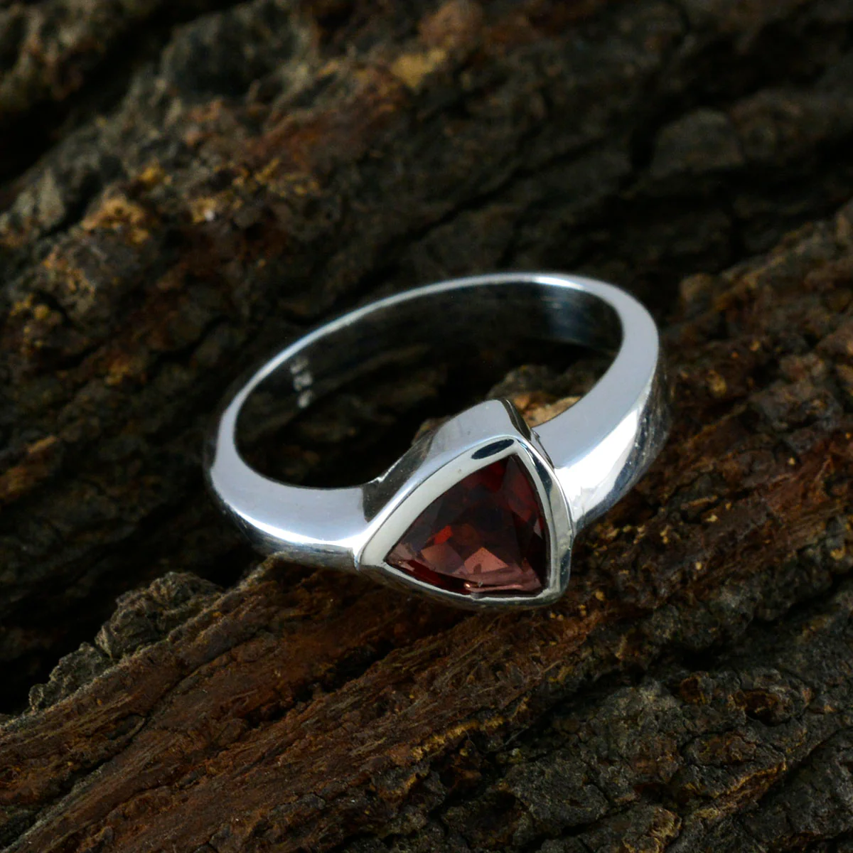 Garnet Solitaire Turkish 925 Sterling Silver Red Gemstones Tiny Geometric Ring Jewellery - Image 3