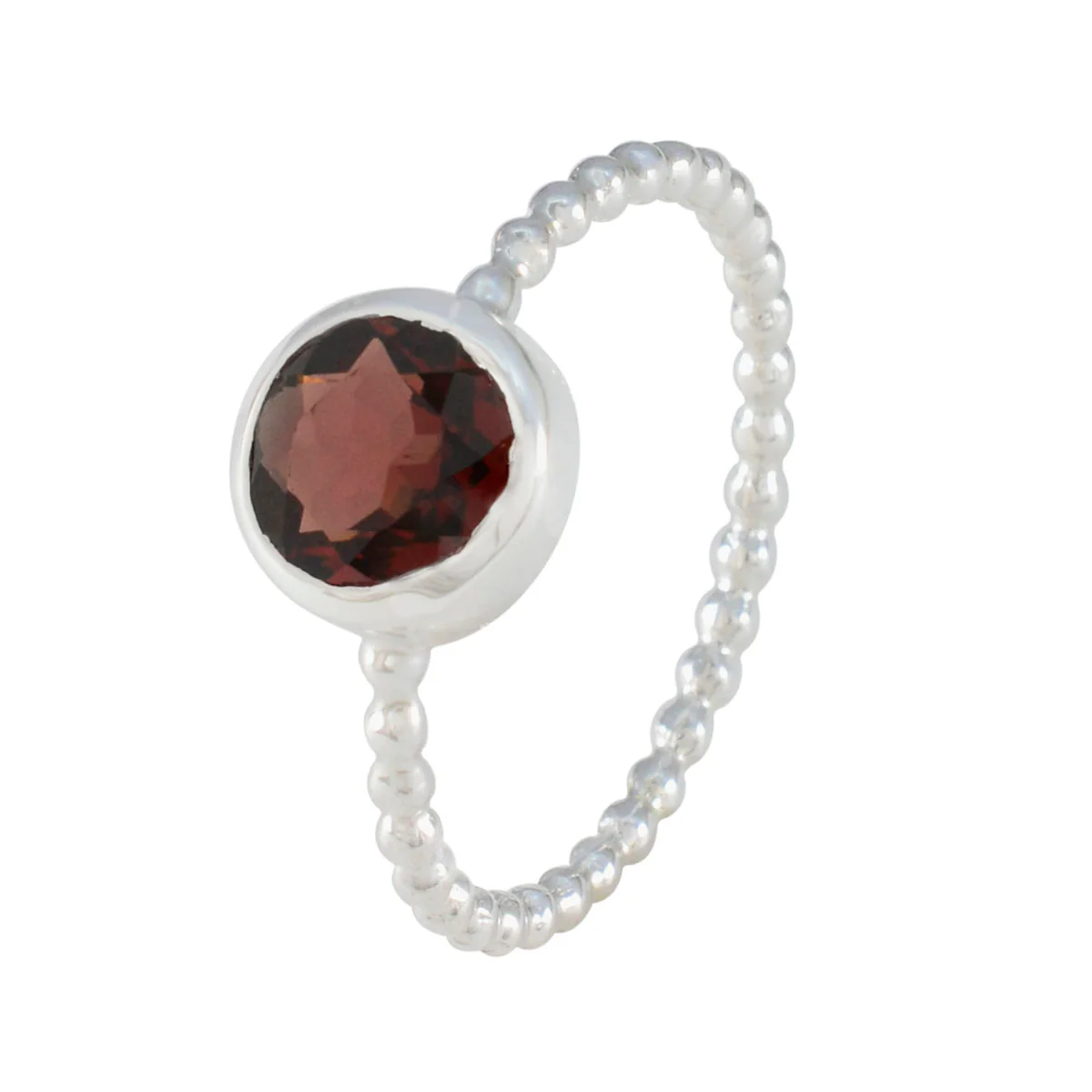 Garnet Solitaire Turkish Sterling Silver Red Gems Delicate Twist Ring Jewelry - Image 2