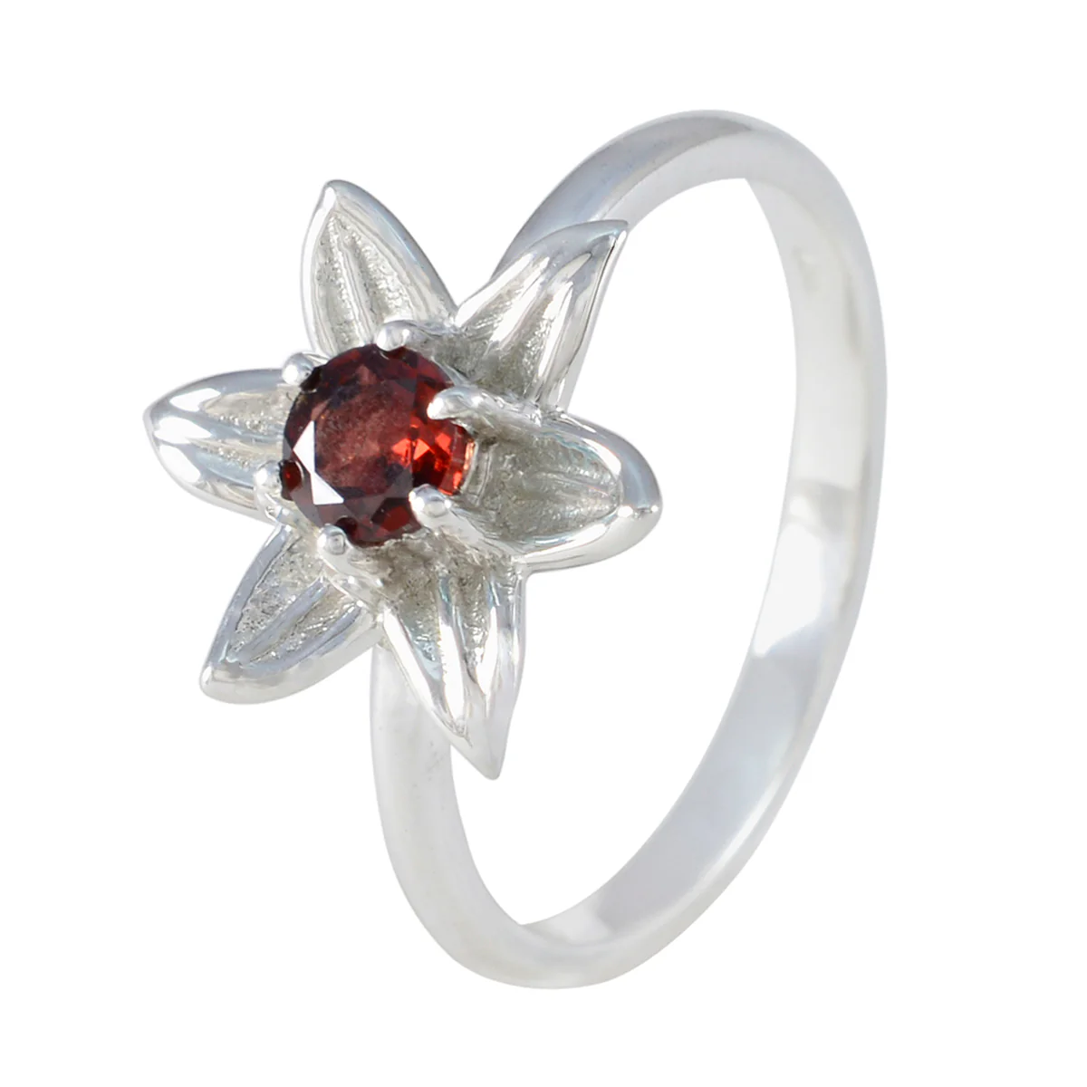 Garnet Solitaire Turkish Sterling Silver Red Gemstone Delicate Abstract Ring Jewellery - Image 2