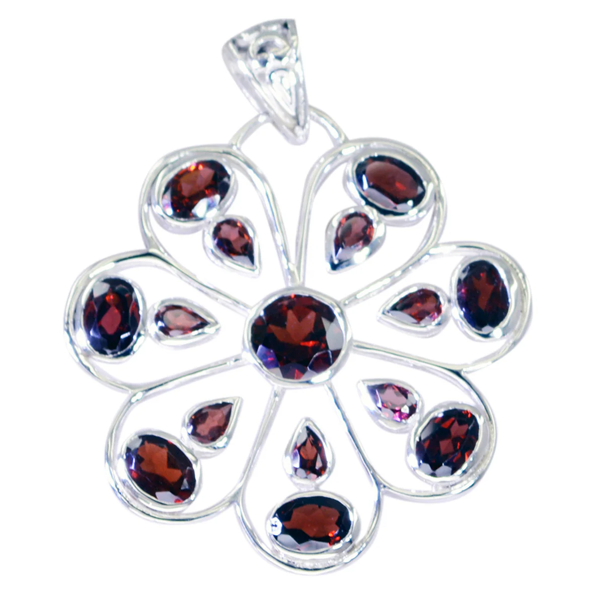 Garnet Statement American Silver multiple Mila Heart Red Pendant Jewelry