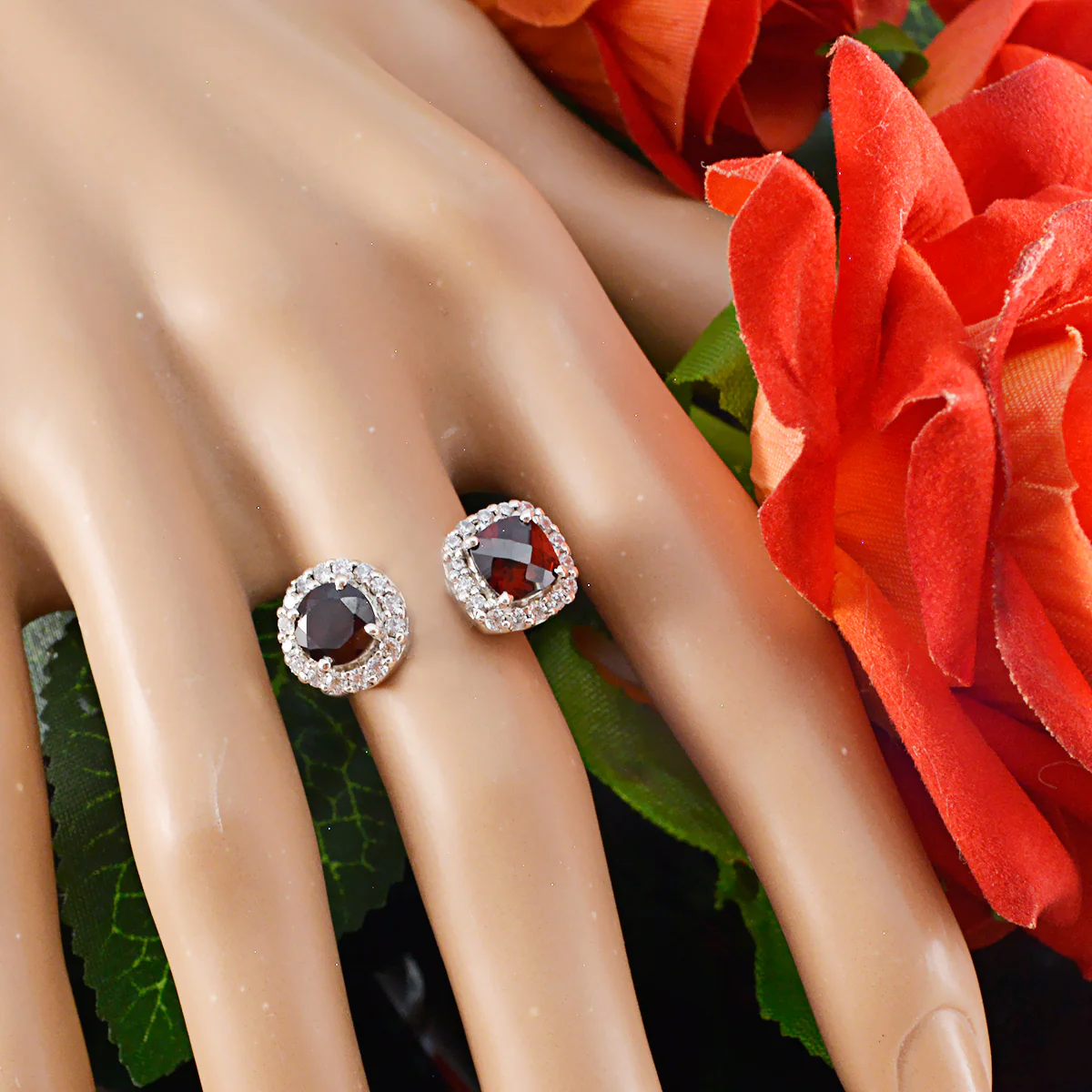 Garnet Toi et Moi African Silver Red Gemstones Tiny Love Ring Jewellery - Image 5