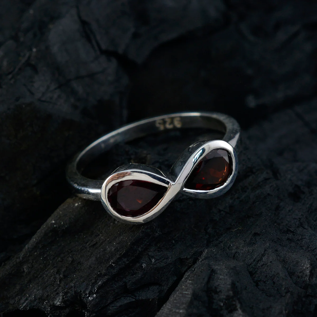 Garnet Toi et Moi American 925 Sterling Silver Red Gemstones Dainty Romantic Ring Jewelry - Image 4