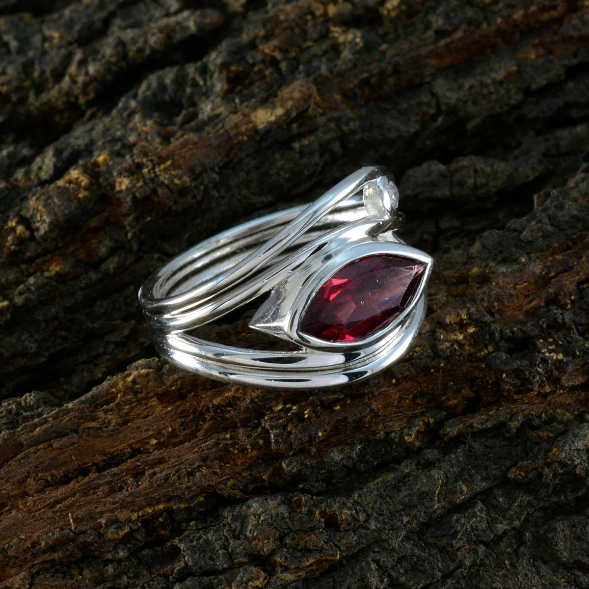 Garnet Toi et Moi Egyptian 925 Sterling Silver Red Gemstone Tiny Trendy Ring Jewelry - Image 3