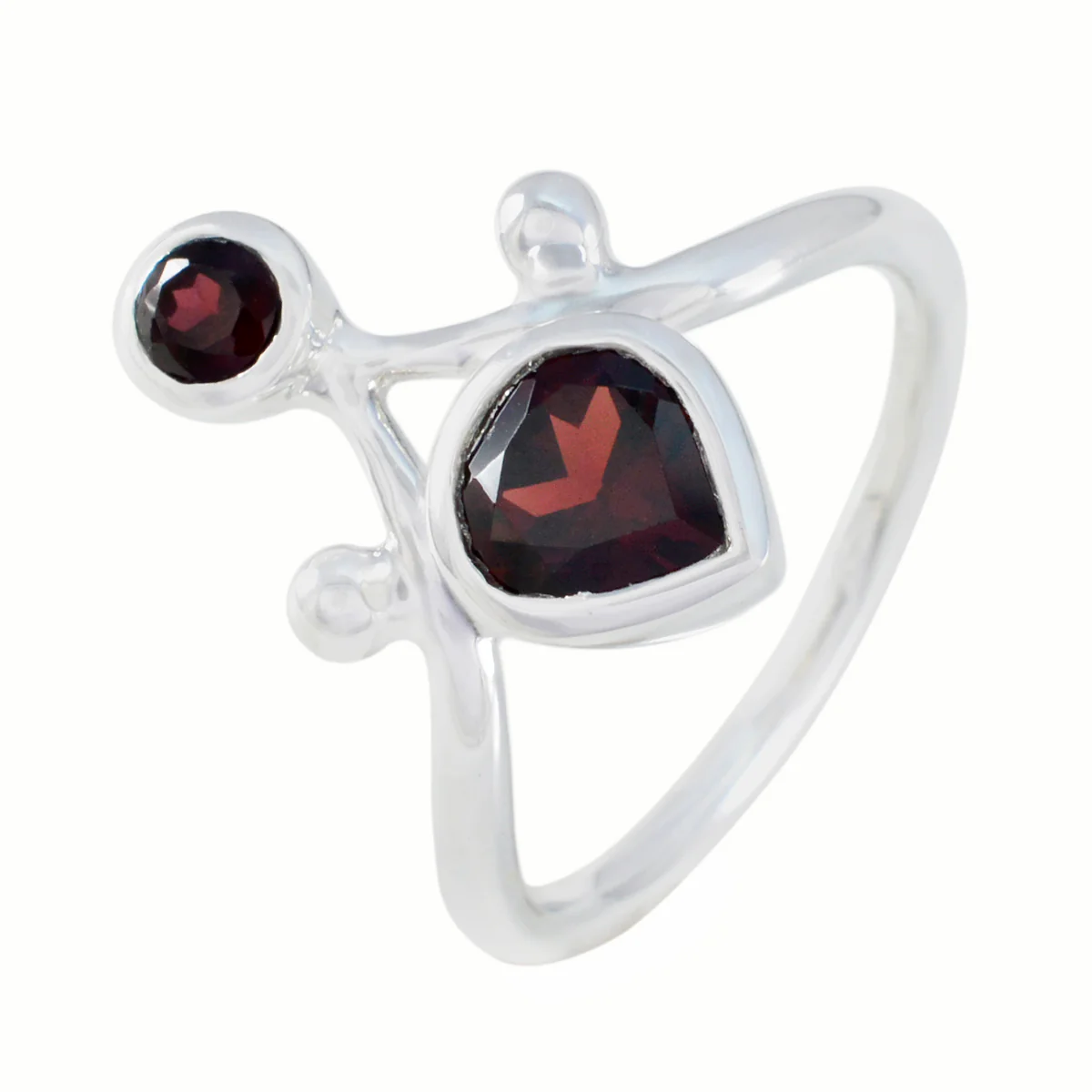 Garnet Toi et Moi Russian Silver Red Gemstone Tiny Feminine Ring Jewellery - Image 2