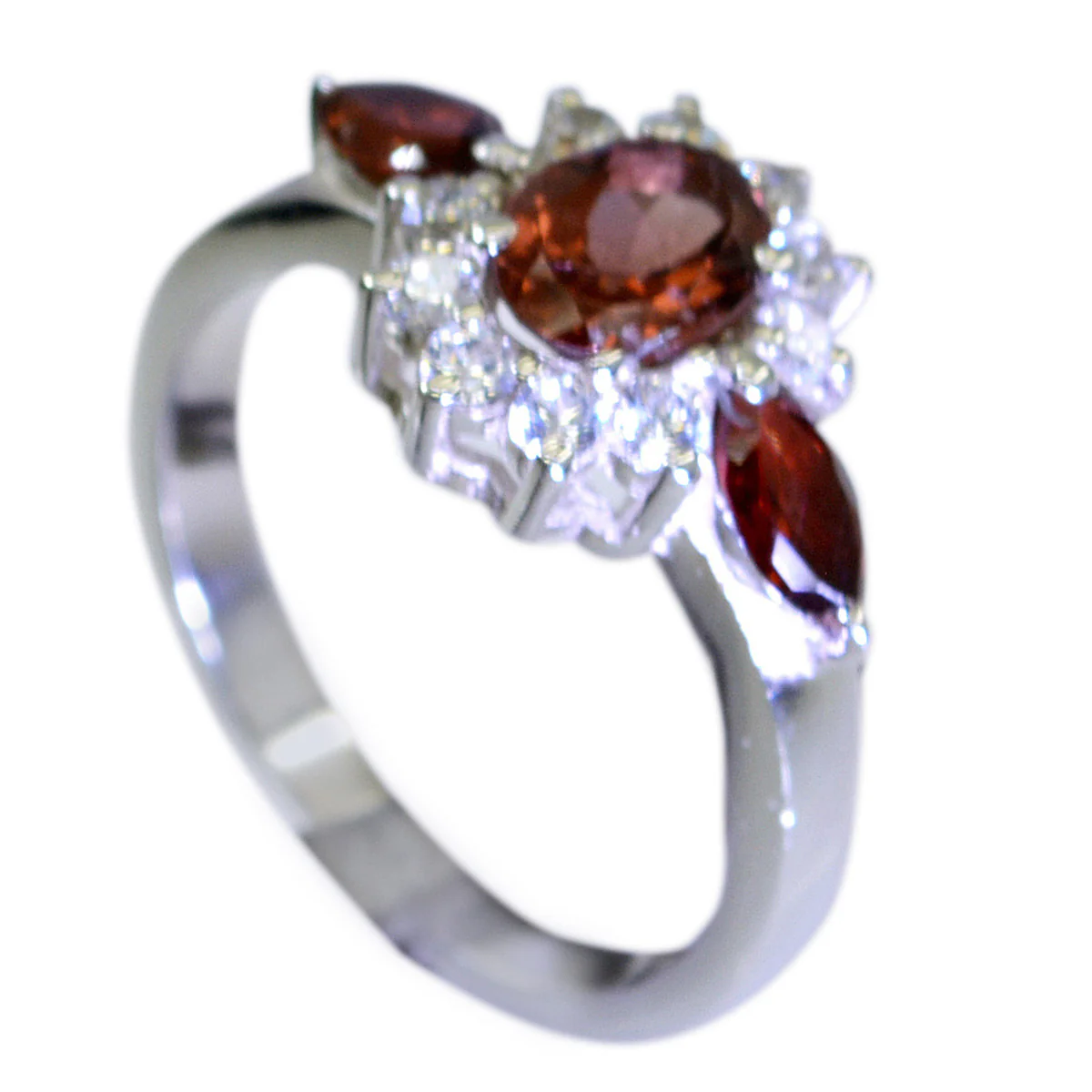 Garnet Trilogy African 925 Silver Red Gems Tiny Boho Ring Jewellery - Image 2
