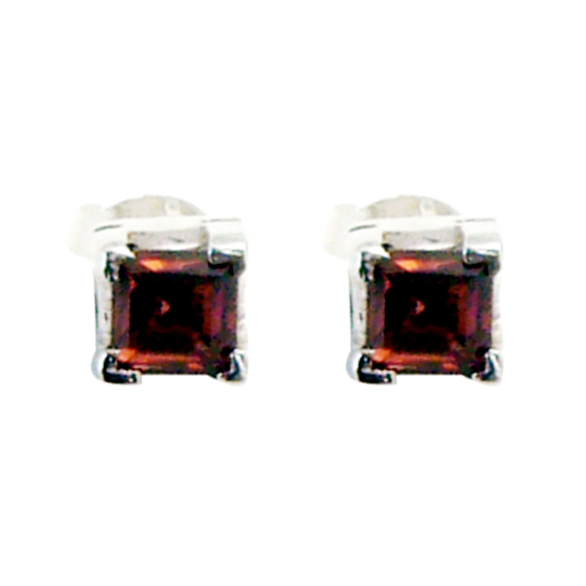Garnet Turkish Aiko Solitaire Stud Red 925 Silver Earring