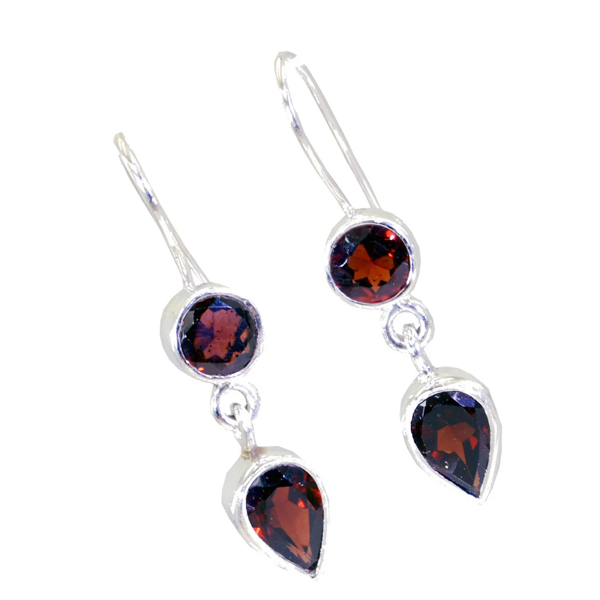 Garnet Turkish Emilia multiple Dangle Red 925 Sterling Silver Earring - Image 2