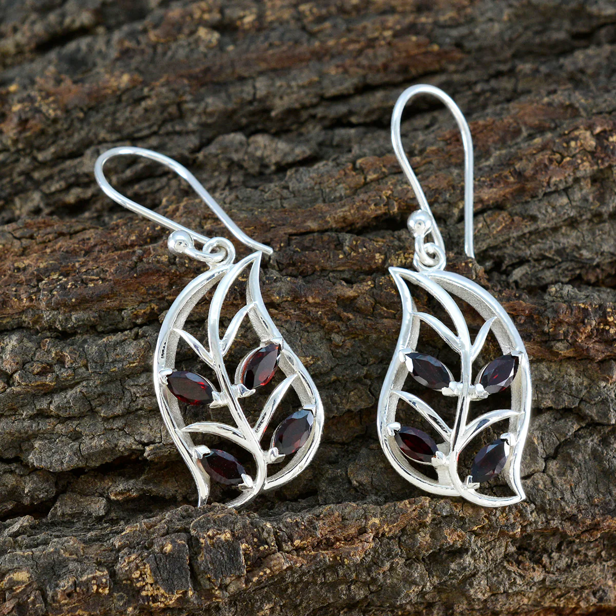 Garnet Turkish Juliaa multiple Dangle Red Sterling Silver Earring - Image 3