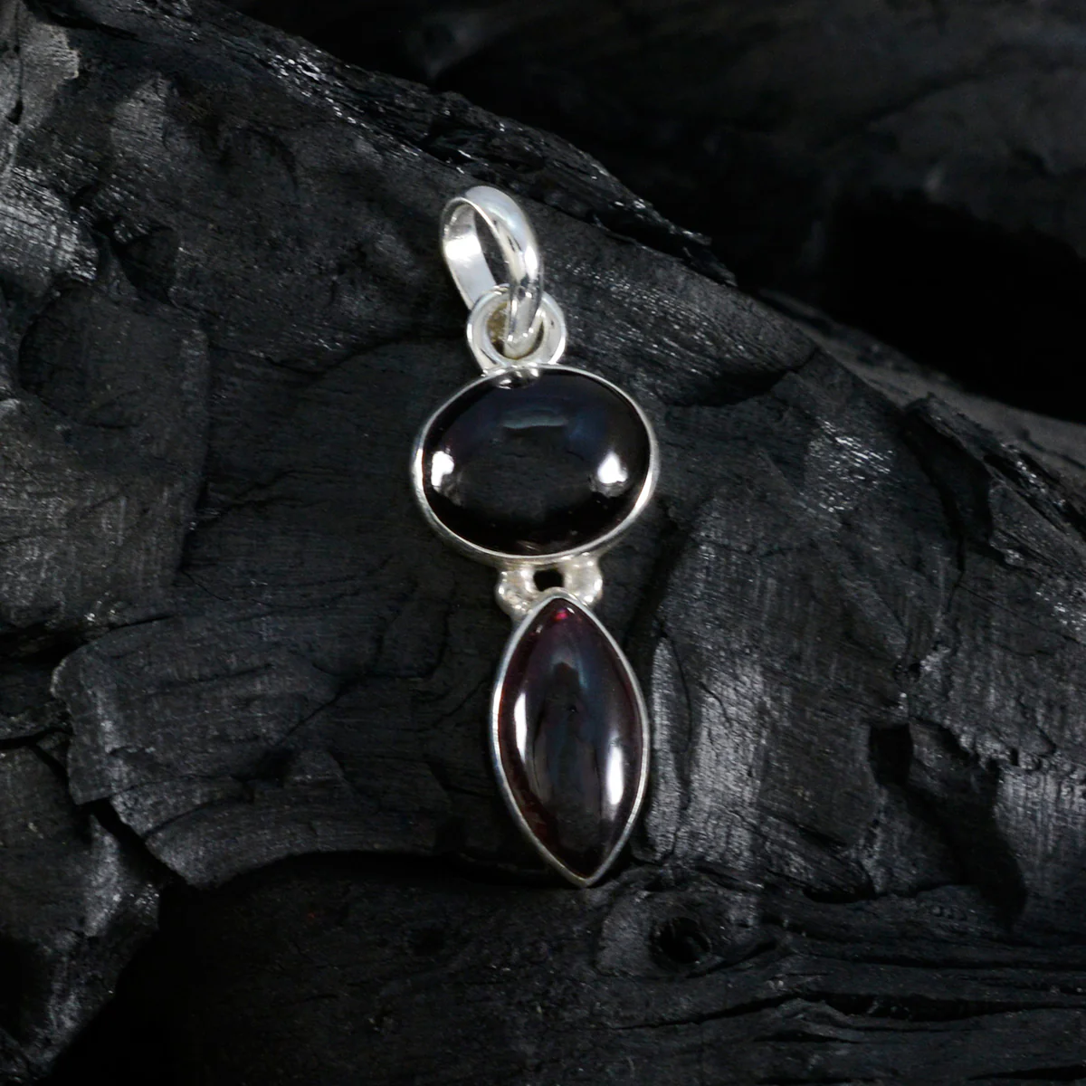 Garnet Whisper-thin Turkish Sterling Silver Toi et Moi Emma Cocktail Red Pendant Jewellery - Image 2