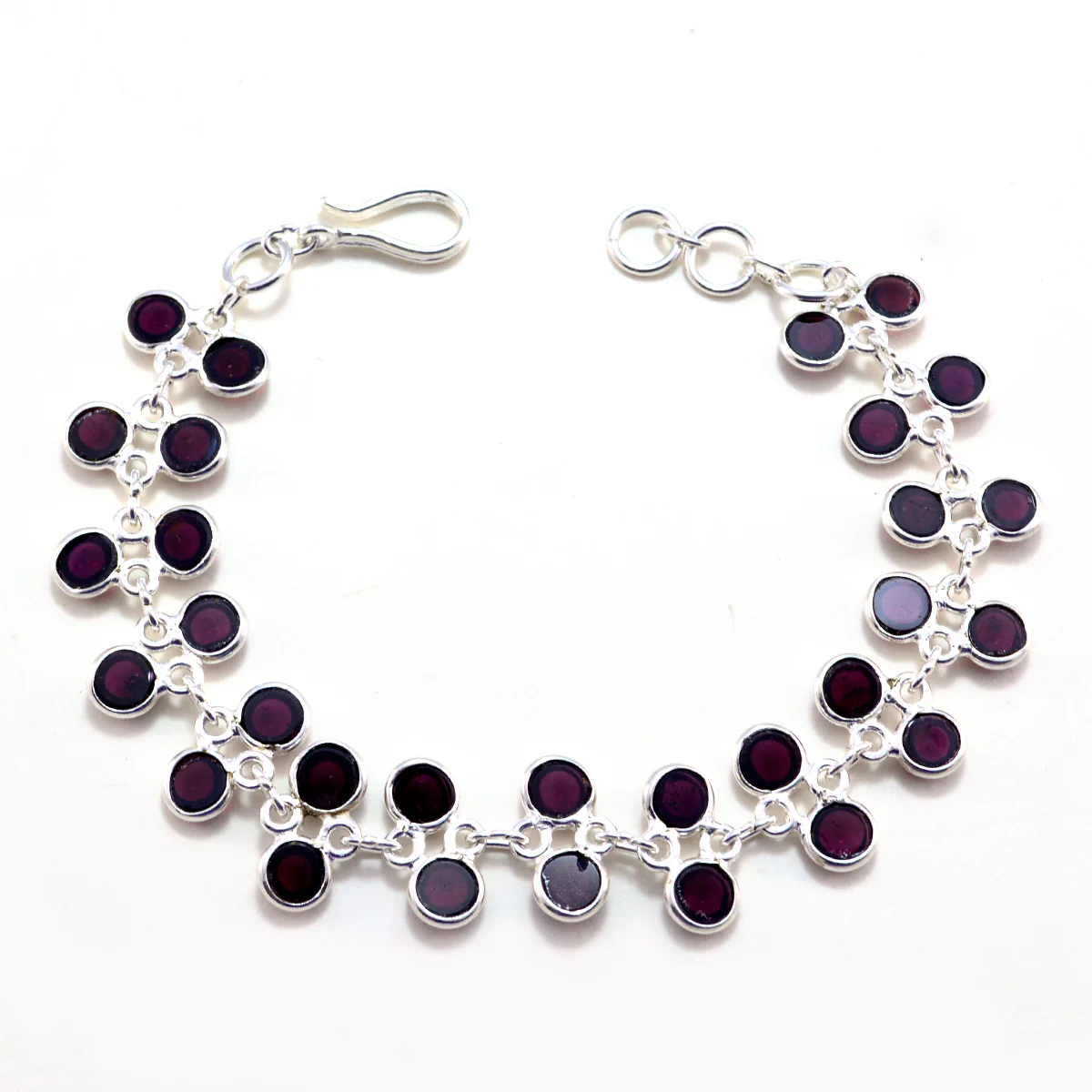 Garnet Women's Day Featherlight Red 925 Silver Links Bracelet - Image 2