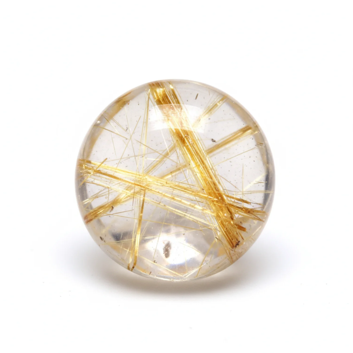 Golden Rutile 1PC Large 10x10 MM Round Cabochon Yellow Natural semi Precious Gems