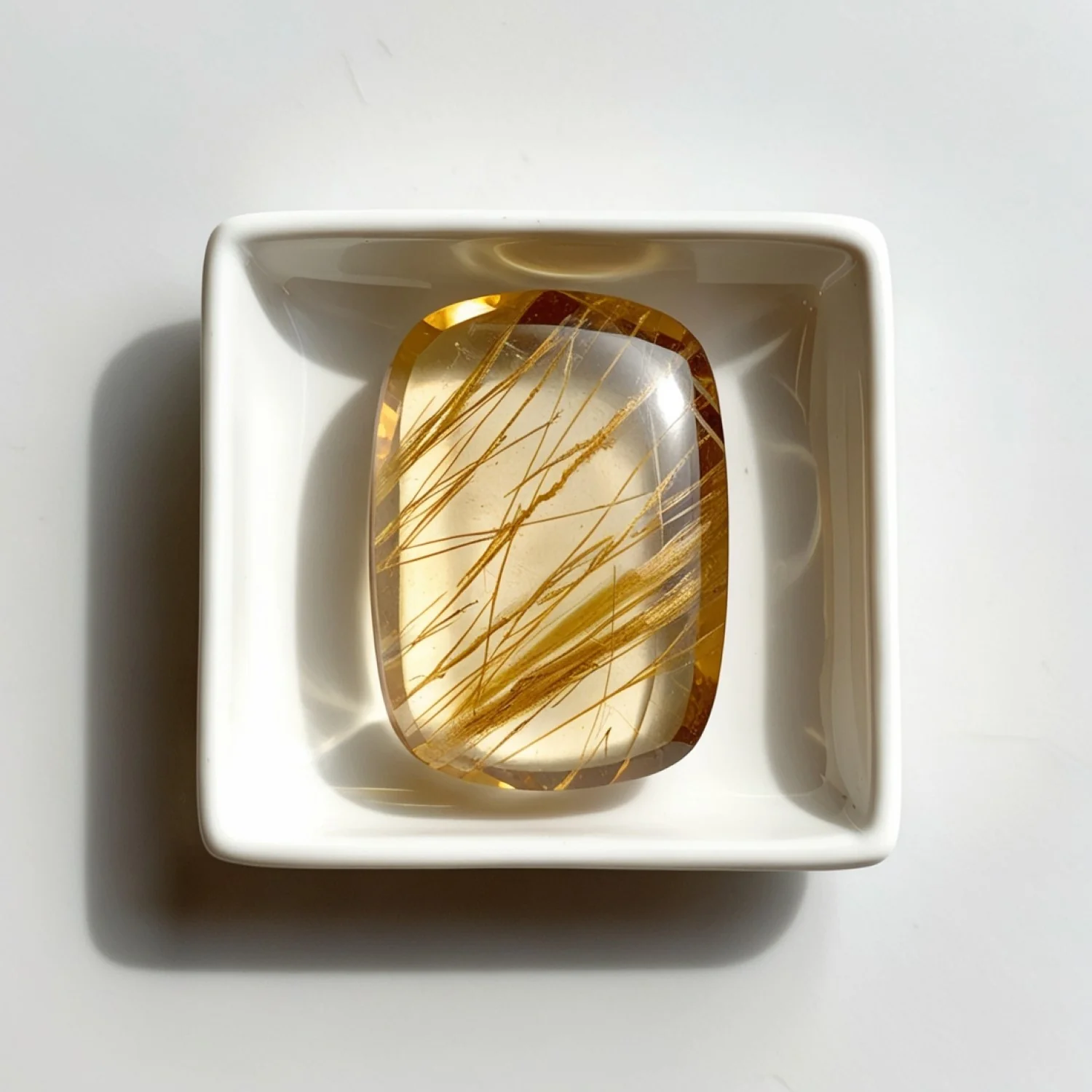 Golden Rutile 1PC Large 8x12 MM Emerald Cabochon Yellow Pure semi Precious Loose Gemstones - Image 2